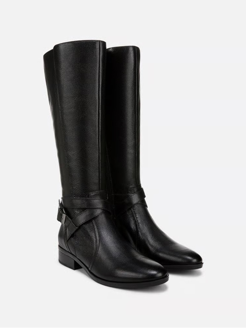 Classic Black Leather Tall & Wide Riding Boots